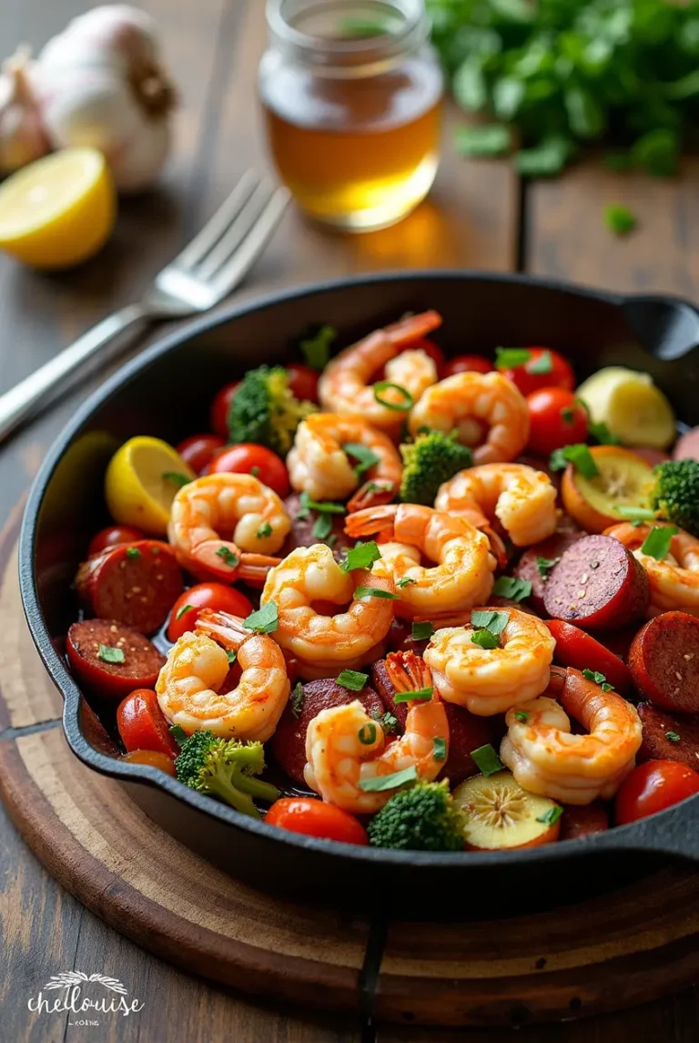 Easy Honey Garlic Shrimp with Sausage & Veggies